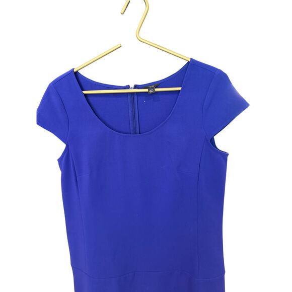 Ann Taylor Petite Purple Cap Sleeve Dress Laser Cut Hem Scoop Neck 10P - Picture 4 of 12